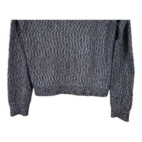 Athleta Women's Blue Silver V-Neck Open Knit Long-Sleeved Sweater Top Size XL - Picture 3 of 9